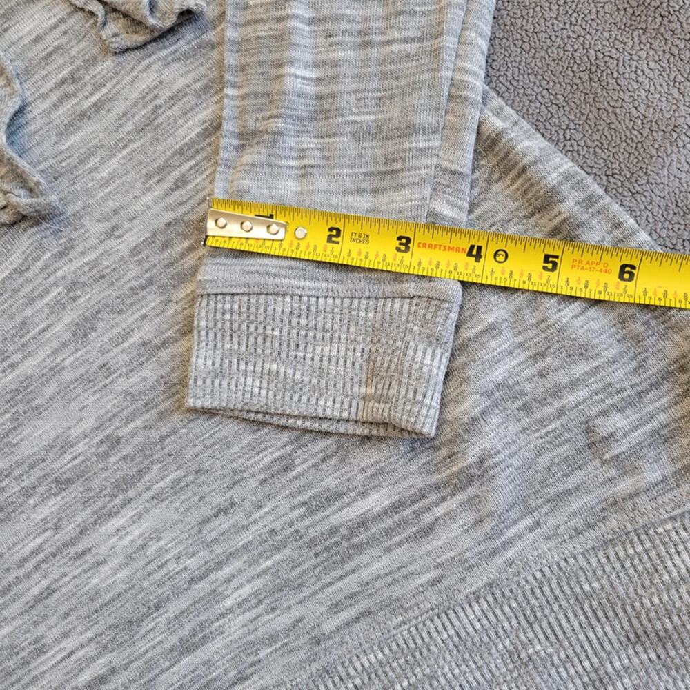 BANANA REPUBLIC Shirt Womens Medium Gray Long Sleeve Speckled Ruffle Hem - Picture 6 of 13